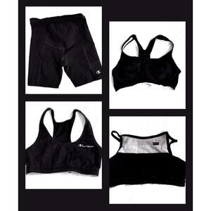 4 Champion Items. 1 Short & 3 Workout Bras